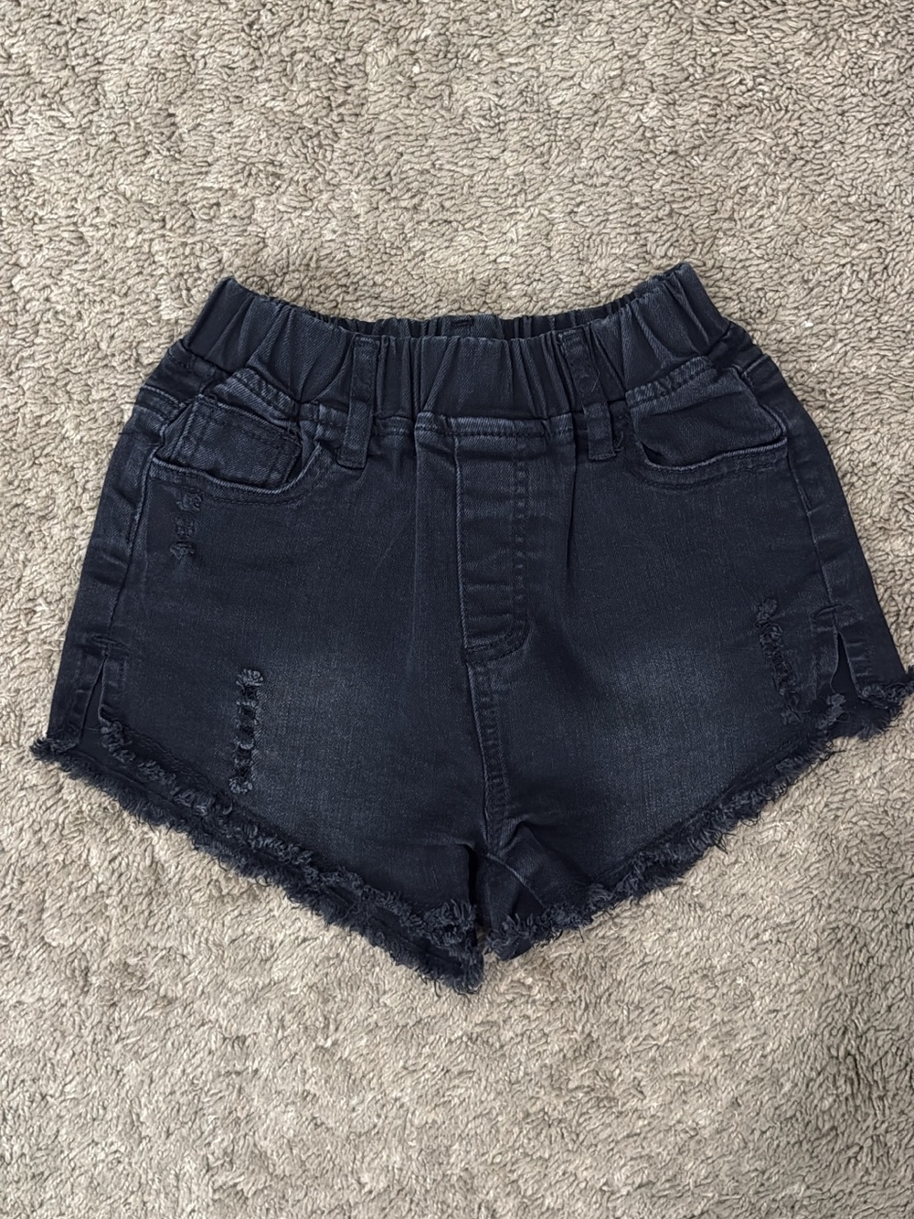 Little Bipsy 7-8Y Black Distressed High-Waist Denim Shorts